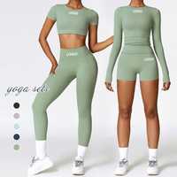 Ensemble de yoga pour femmes avec logo personnalisé, 2 pièces, soutien-gorge de sport élastique, pantalon de yoga de fitness, leggings extensibles à séchage rapide
