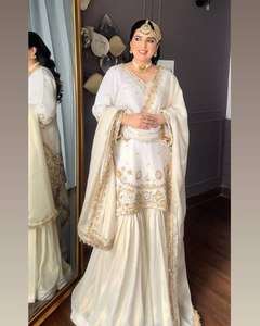 Designer Silk Salwar Kameez Set with Sequance <b>Embroidery</b> Work Sarara Dupatta for Party - Product Image 1