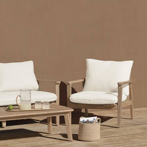 Ensemble de canapé de salle à manger d'extérieur moderne en teck naturel avec coussins magnifiquement conçus meubles de patio pour hôtels maisons-Iselle - Product Image 2