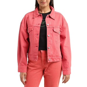 Veste en jean effet délavé coupe ajustée pour femme élégante confortable et extensible en coton durable avec fermeture à boutons en métal lin respirant - Product Image 1