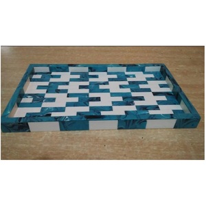 Plateau imprimé en bois et émail moderne de qualité minimaliste forme rectangulaire pour la maison et la cuisine plateau de service décoratif meilleure qualité - Product Image 2