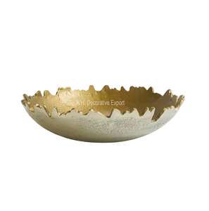Bol de service décoratif en aluminium pour la cuisine à la maison, bords cassés, argent et or, hôtels et dessus de table, bol à mélanger Offre Spéciale bol à fruits - Product Image 1