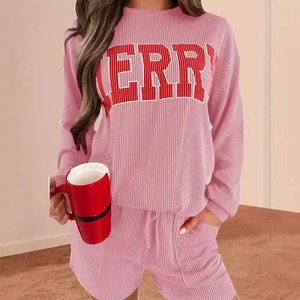 Conjunto de Dos Piezas de Sudadera y Pantalones Cortos para Mujer, con Ribete de Satén, Sólido, por Encima de la Rodilla, Transpirable, Elegante e Informal - Product Image 3