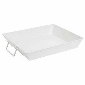 Bandeja Rectangular Galvanizada con Revestimiento Blanco y Asa, Acabado Pulido para Servir Aperitivos y Bebidas en el Hogar y Restaurantes - Product Image 1
