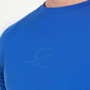 T-shirts de gym de couleur unie pour hommes avec manches courtes en polyester/coton tricoté prix d'usine en gros - Product Image 4