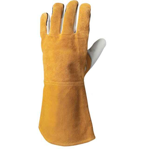 Gants de soudage de travail longs en cuir de vache fendu résistant à la chaleur pour soudeur - Product Image 4