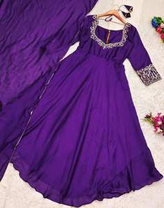 Belle soie douce longue Salwar costume pakistanais Kameez Dupatta robe dernier Style traditionnel fête mariage fonctions robe - Product Image 5