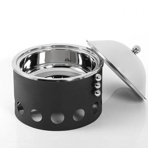 Pot en bois de conception simple avec pot intérieur en acier inoxydable de couleur avec couvercle et petit bouton casserole et plat - Product Image 4