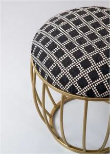 Modern design metallic sitting stool gold cage legs ottoman fancy usage home hotel room restaurant indoor outdoor living room - Product Image 3