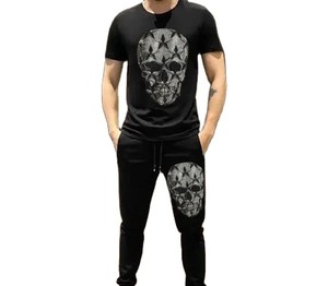 Breathable Men Rhinestone Tracksuit 100% Cotton Lightweight High Quality Fully Customized New Fashion men rhinestone tracksuit - Product Image 1