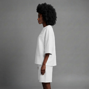 Ensemble 2 pièces pour femme en coton 100% - Vêtements décontractés d'été - Logo brodé personnalisé - Streetwear - Ensemble confortable pour femmes - Style Hip Hop - Product Image 3