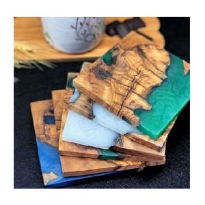 Haute Qualité Nature Bois Résine Époxy Unique Coaster Tasse Boisson Ronde Carré En Bois Unique Coaster Résine Époxy Pierre Coasters - Product Image 3