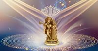Radha-Krishna Statue Design Moderne En Laiton Massif Maison Temple Bureau Table Boutique Puja Étagère Hindou Religieux Cadeau