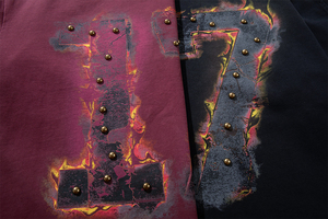 Camiseta de Manga Larga Oversize para Hombre, Estampado Flame 17, Ribete en Contraste, Estilo Urbano, Cuello Redondo, Jersey de Algodón - Product Image 6