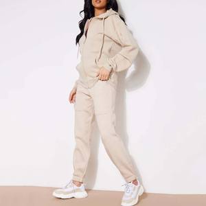 Conjunto Deportivo de Invierno para Mujer, Diseño Personalizado, Lavado Ácido, Sudadera con Capucha y Cierre, Pantalones Jogger, Ecológico, Transpirable, Estampado - Product Image 1