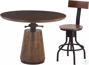 Mesa de Comedor Redonda de Madera de Acacia Maciza Ajustable de Estilo Industrial Moderno con Base de Madera y Acabado en Nogal para Cocina, Hogar y Exteriores - Product Image 6