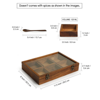 Organisateur de cuisine en bois de manguier pour épices, 6 compartiments, écologique, durable, compatible lave-vaisselle et four, pour masala