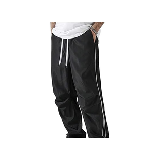 Pantalons de survêtement amples en coton de haute qualité, lourds, gris, en nylon, à jambes larges, fabrication de vêtements, pantalons amples - Product Image 5