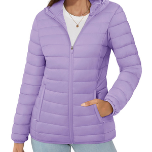 Chaqueta acolchada de manga larga con cremallera frontal para mujer, precio barato al por mayor, chaqueta acolchada transpirable de diseño personalizado para mujer - Product Image 3