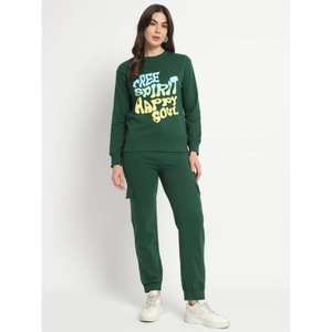 Conjunto de 2 Piezas de Felpa para Mujer, Cuello Redondo, Informal, Pantalones Largos de Invierno, Joggers Cómodos para Uso Diario, de Lana, Color Sólido, Ecológico, 2025 - Product Image 2