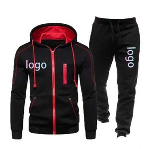 Conjuntos de pantalones de chándal con capucha transpirables de alta calidad para hombre, chándal estampado con cremallera Cargo Color sólido 100% algodón Otoño Invierno Venta-2 - Product Image 1