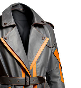 Handmade Real Leather Men's <b>Coat</b> Durable Black and Orange Winter Outerwear, Stylish Slim Fit Motorcycle Fashion Jacket - Product Image 3