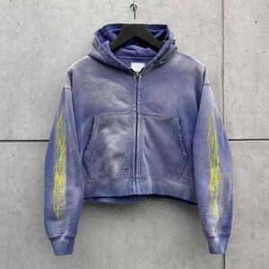 เสื้อฮู้ดฟอกสีมีซิปสำหรับศิลปินฤดูหนาวผ้าเฟรนช์เทอร์รี่100% ผ้าฝ้ายปักลายแนววินเทจ - Product Image 2