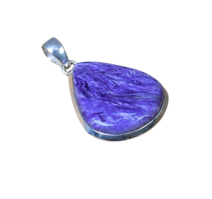 El Mejor Regalo de Boda para Chicas, Colgante de Plata de Ley 925 con Baño de Rodio y Piedra Preciosa Charoita - Product Image 1