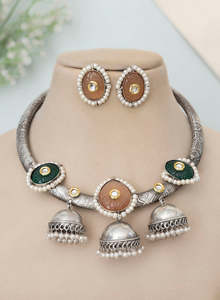 Chetna Modern Design Oxidised Hasli <b>Set</b> Beautiful Fancy Silver Plated <b>Indian</b> Fashion <b>Jewelry</b> Direct Sale by Supplier - Product Image 2