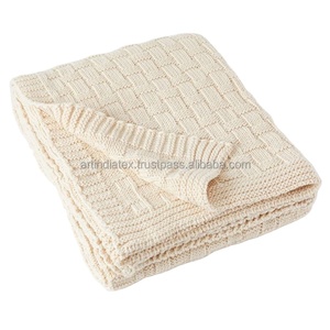 ผ้าห่มผ้าคอตตอนผ้าถักสไตล์แจ็คการ์ดและปักลายโซฟาหรูหราสีขาว - Product Image 6