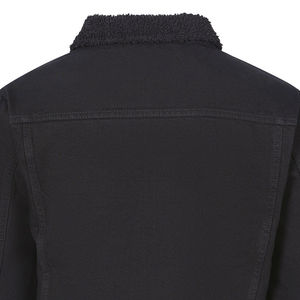 <b>Men's</b> Casual <b>Black</b> Trucker <b>Denim</b> <b>Jacket</b> with Embroidered Collar Breathable Winter Design Customizable Zipper & Logo-Wholesale - Product Image 5