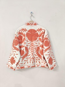 Veste en polyester brodée de fleurs, col montant, manches longues, fermeture éclair, vêtement d'extérieur décontracté, pour l'automne, pour adultes - Product Image 2
