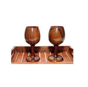 Accessoires de bar en verre en bois carafe à whisky avec base en bois et tasses verre à whisky vin fête ware verre fait main - Product Image 4