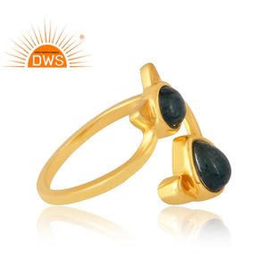 Anillo de piedras preciosas de ágata musgo Natural chapado en oro de 18 quilates de Plata de Ley 925, fabricante de joyería fina Demi - Product Image 4