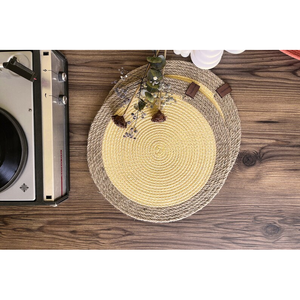 Manteles individuales de yute tejidos naturales 100%, caminos de mesa bordados resistentes al calor, venta al por mayor personalizada para Decoración de mesa - Product Image 4