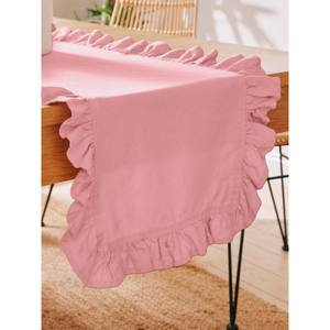 Chemin de table élégant en lin froissé couleur saumon 40x150cm, tissu décoratif pour mariage, technique de tissage - Product Image 2