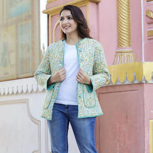 Chaqueta Acolchada Reversible con Estampado Floral Tejido a Mano - Otoño/Invierno 100% Algodón - Product Image 1