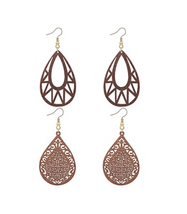 Boucles d'oreilles en bois pour femmes goutte d'eau en bois naturel boucle d'oreille pour Boho Dangle géométrique léger goujons résine déclaration - Product Image 1