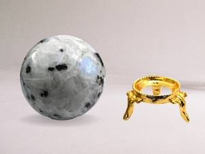 Esfera de piedra lunar arcoíris de calidad superior, Bola de piedras preciosas Feng Shui blanca llamativa para decoración del hogar, técnica pulida - Product Image 3