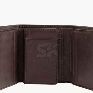 Leather Single Shade Trifold <b>Wallet</b> For Men With Slim Profile Multiple Card Slots And Bill Holder - Product Image 4