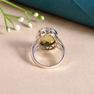 Oval Cut Lemon <b>Quartz</b> <b>Ring</b> 925 Silver Classic Design Bezel Setting Diamond/ Pearl Wedding Women's Fine Jewelry Wholesale Bulk - Product Image 5