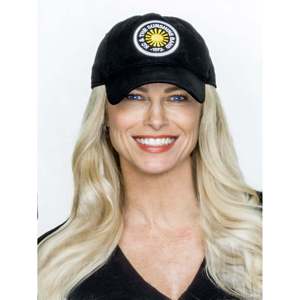 Hand Embroidered 5-Panel Curved Brim <b>Cap</b> in Black-100% Polyester - Product Image 2