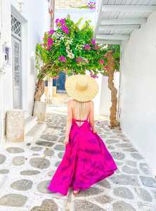 Tie Dye verano Boho Hippie largo sin espalda Maxi vestido suelto ajuste cuello en V Tie Dye Maxi para mujer producto hecho a mano - Product Image 6