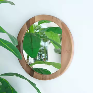 Espejo de pared redondo con marco de madera hecho a mano moderno, espejo de mesa de alta calidad por Azora Industries - Product Image 1