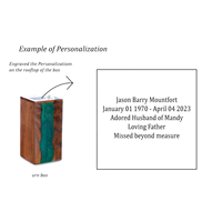 Urne en bois élégante avec incrustation de résine turquoise Design unique pour la commémoration | Alibaba par AYAAns