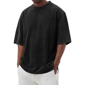 เสื้อยืดผู้ชายโอเวอร์ไซส์สไตล์วินเทจพิมพ์ลายกรดผ้าฝ้ายหนาเปิดไหล่ตกพิมพ์ลายเปล่าออกแบบได้ตามต้องการ - Product Image 5