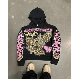 Harajuku Retro Pullover Personalized Pattern Printed Hoodie <b>Black</b> <b>Man</b> Hoodi Oversize Sweatshirt Casual Top Ins Street Wear - Product Image 3