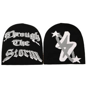 Vente en gros en stock bonnet tricoté épais à la mode bonnet jacquard hip hop de qualité bonnet unisexe à revers d'hiver à vendre - Product Image 4