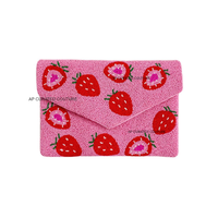 Perles de rocaille broderie pochette artisanale perlée pochette complexe conception feuille motif floral cousu à la main petites perles