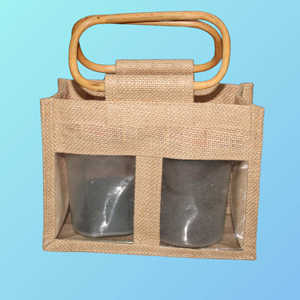 SAC EN JUTE 2 BOUTEILLES AVEC FENÊTRE EN PVC À L'INTÉRIEUR DU COMPARTIMENT BESPOKE DESIGN LOGO - Product Image 6